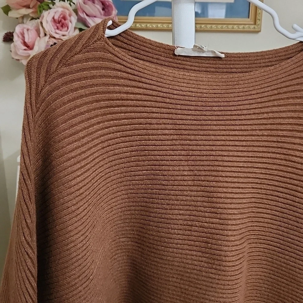 Batwing Chocolate Mocha Color Sweater Size small Lagenlook Glam Y2k Cozy - Picture 5 of 10